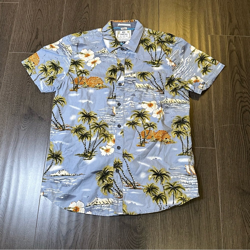 3 for $15 MBX Premium Goods Sz M Mens Palm Trees Hawaiian Button Up Short Sleeve
